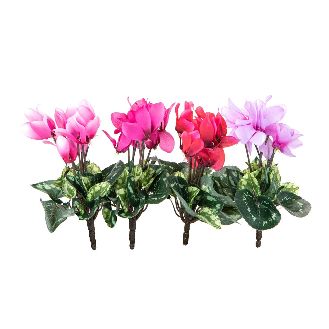 8 Pezzi • Mini ciclamino artificiale 7 fiori • 18 cm