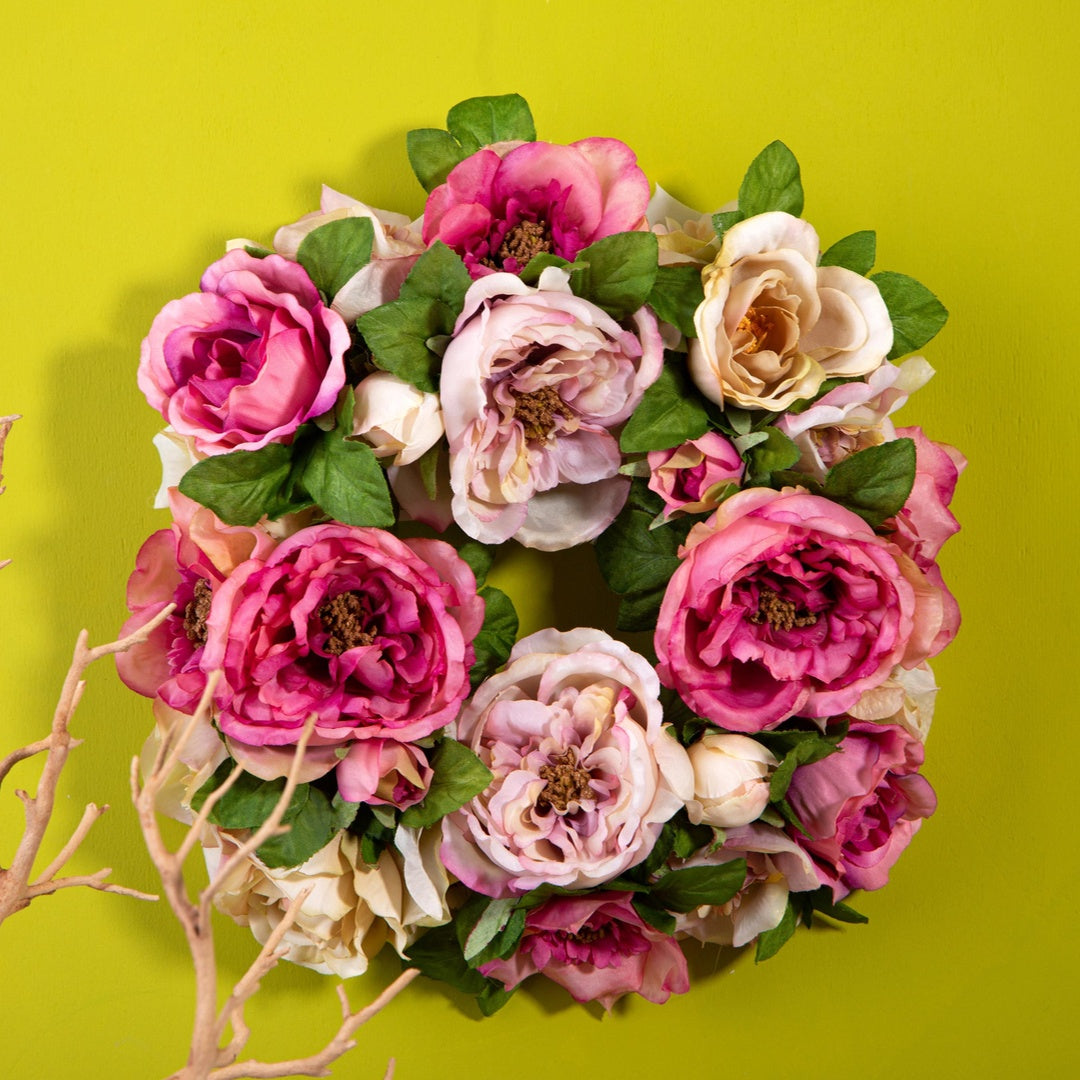 Coroncina con rose artificiali • 30 cm