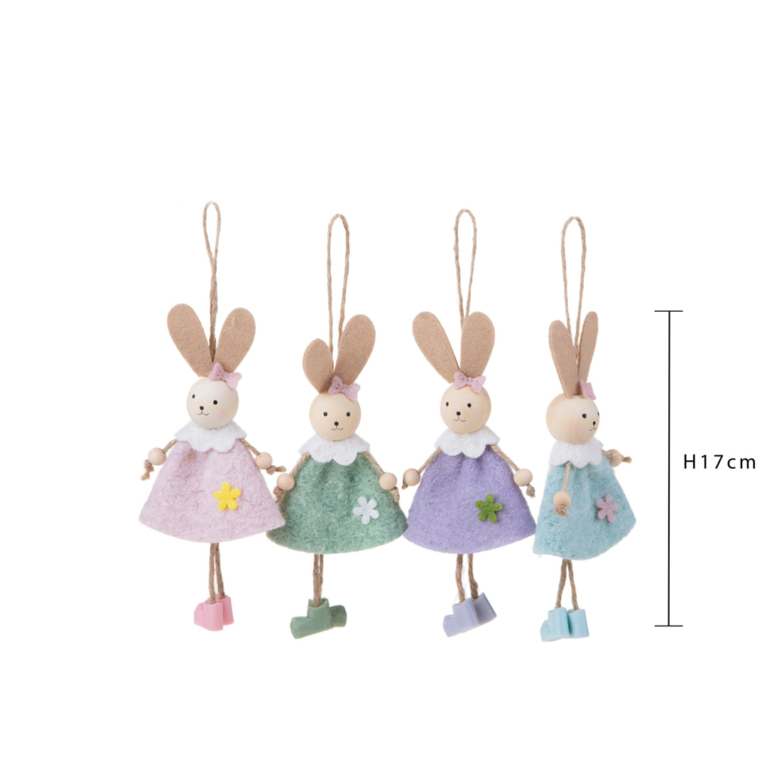 Set 4 conigli da appendere • 17 cm