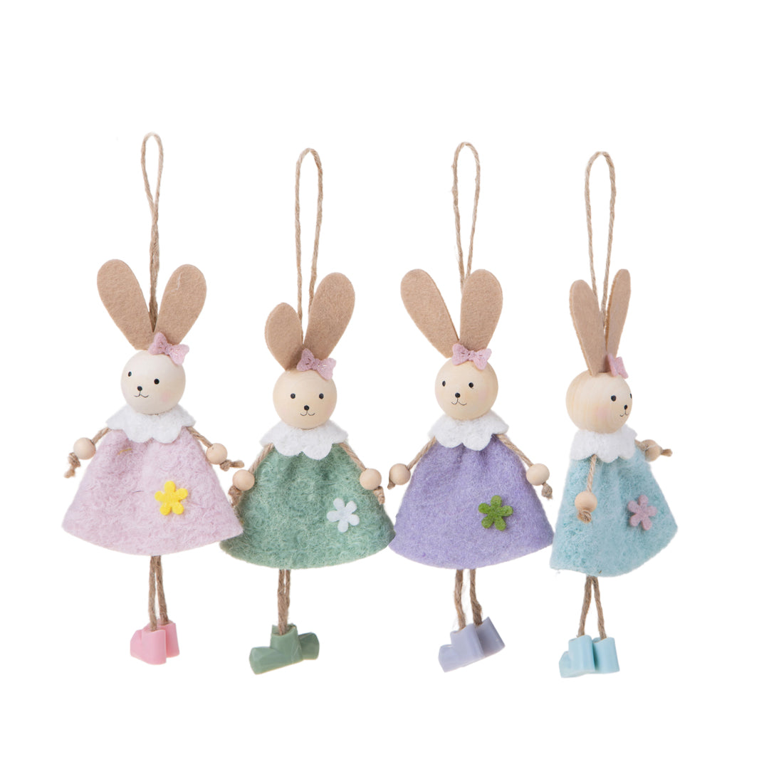 Set 4 conigli da appendere • 17 cm