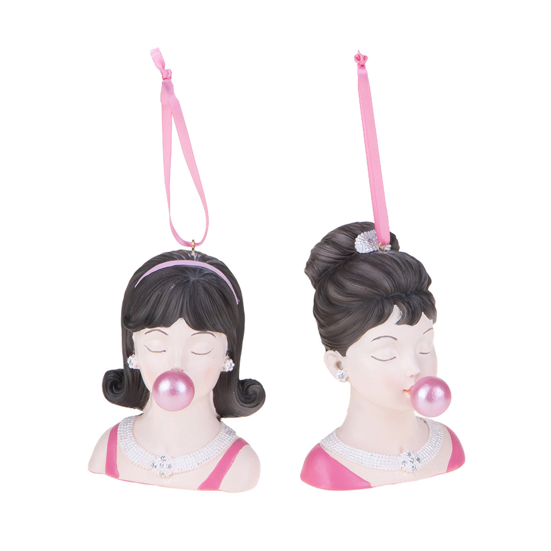 Set di 2 Donne con Bubblegum da Appendere • 12 cm