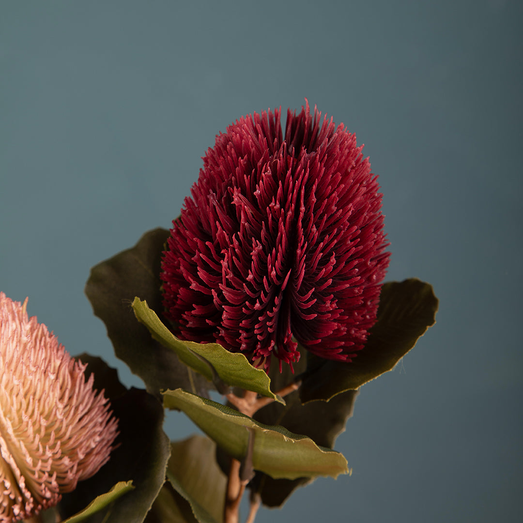 2 Pezzi • Banksia artificiale con 9 Foglie • 59 cm