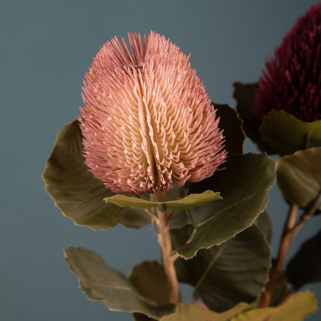 2 Pezzi • Banksia artificiale con 9 Foglie • 59 cm