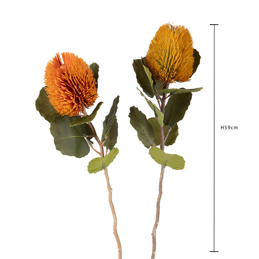 2 Pezzi • Banksia artificiale con 9 Foglie • 59 cm