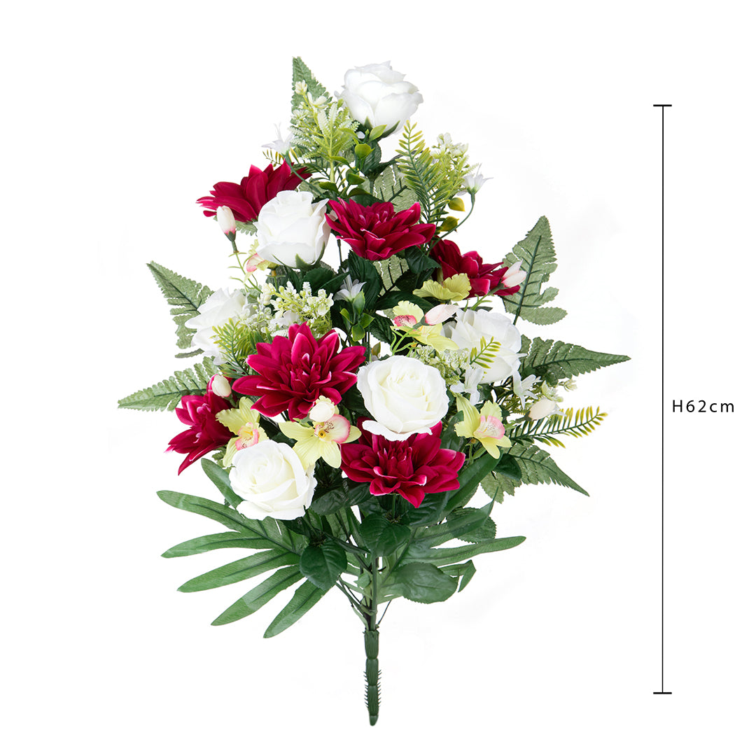 Frontale fiori artificiali con dalie • 62 cm