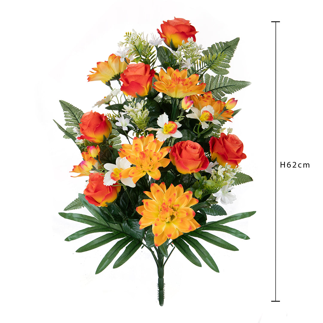Frontale fiori artificiali con dalie • 62 cm