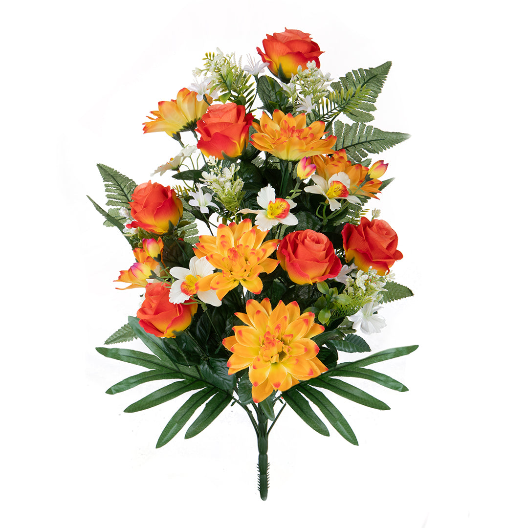 Frontale fiori artificiali con dalie • 62 cm