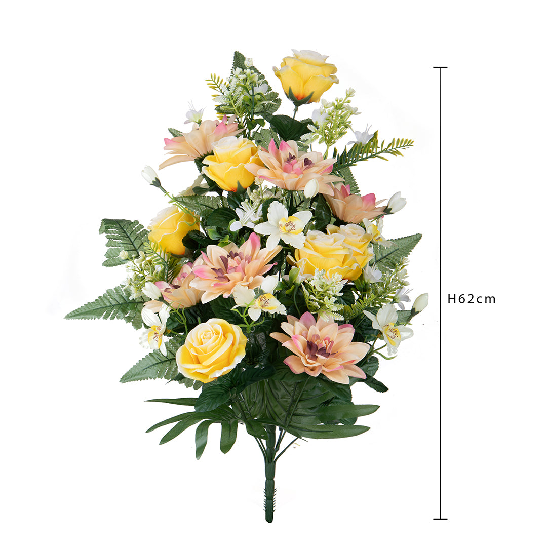 Frontale fiori artificiali con dalie • 62 cm