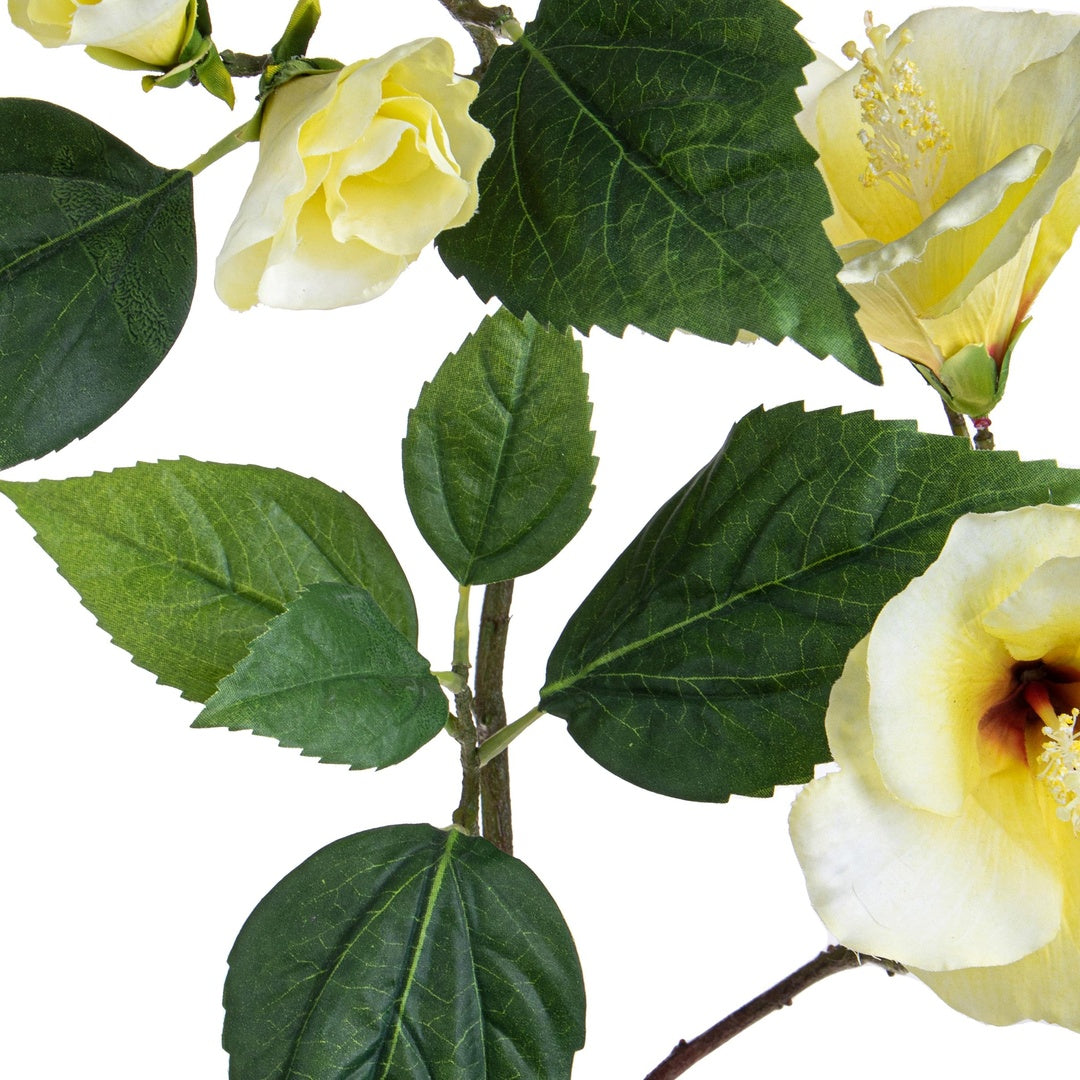 2 Pezzi • Hibicus artificiale composto da 2 fiori • 76 cm