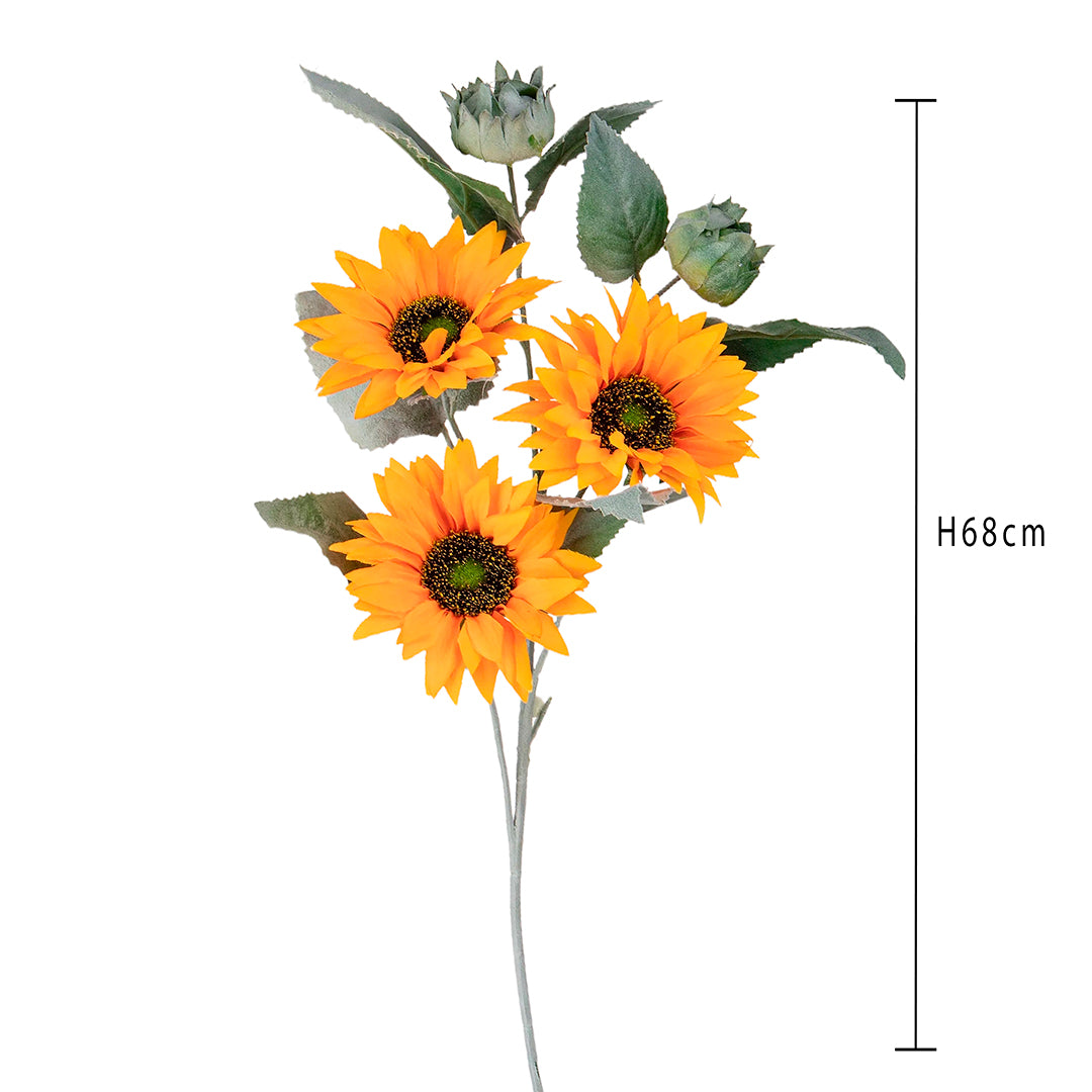 2 Pezzi • Girasole artificiale per 5 fiori • 68 cm