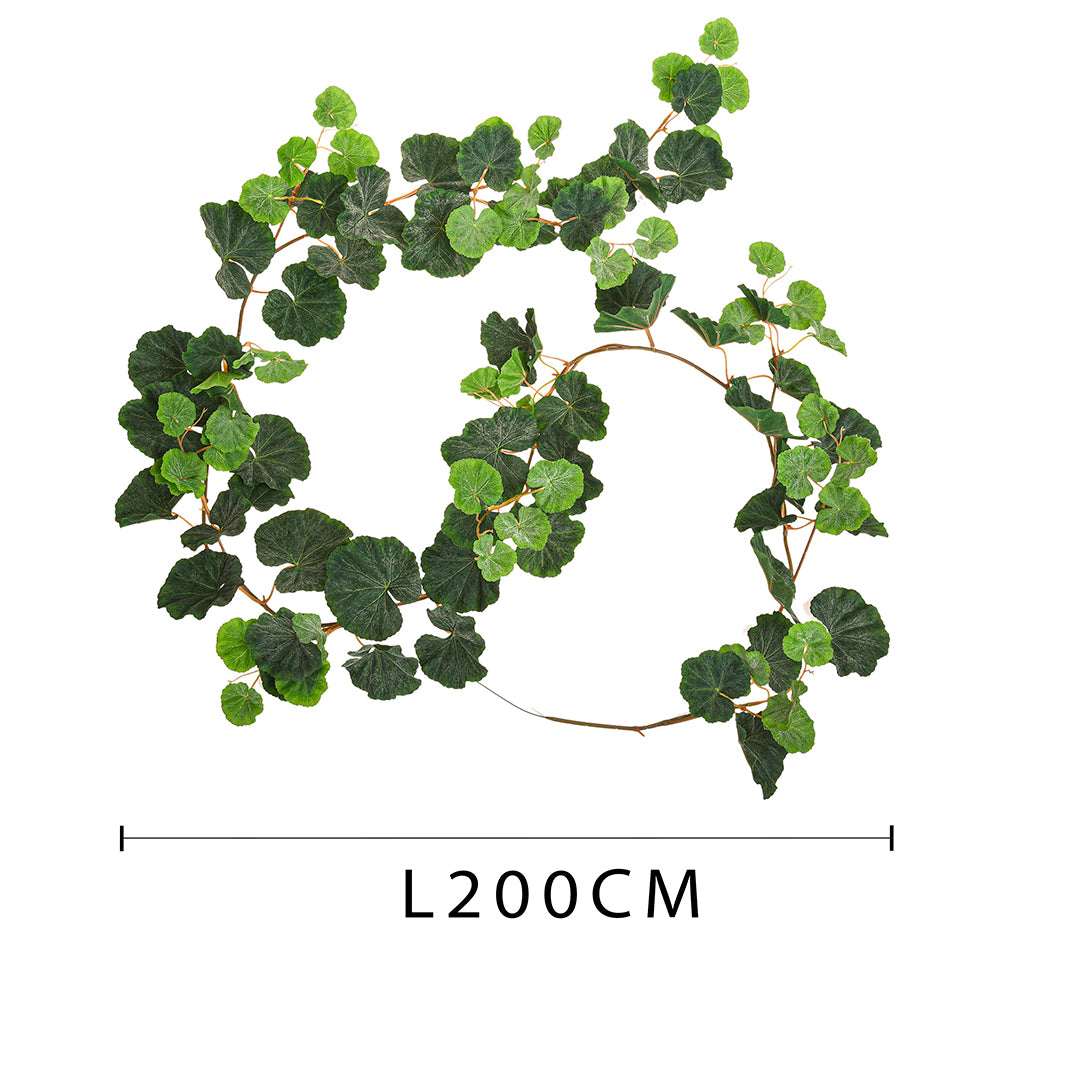 2 Pezzi • Ghirlanda di geranio floccato 114 foglie artificiale • 200 cm