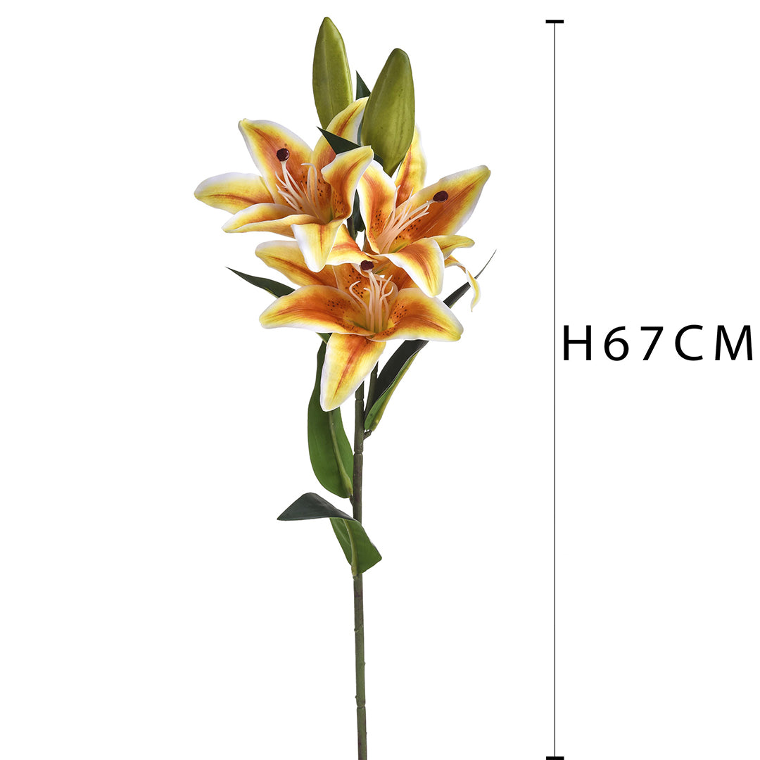 2 Pezzi • Fiore di Lilium artificiale stargaze 3 fiori • 67 cm