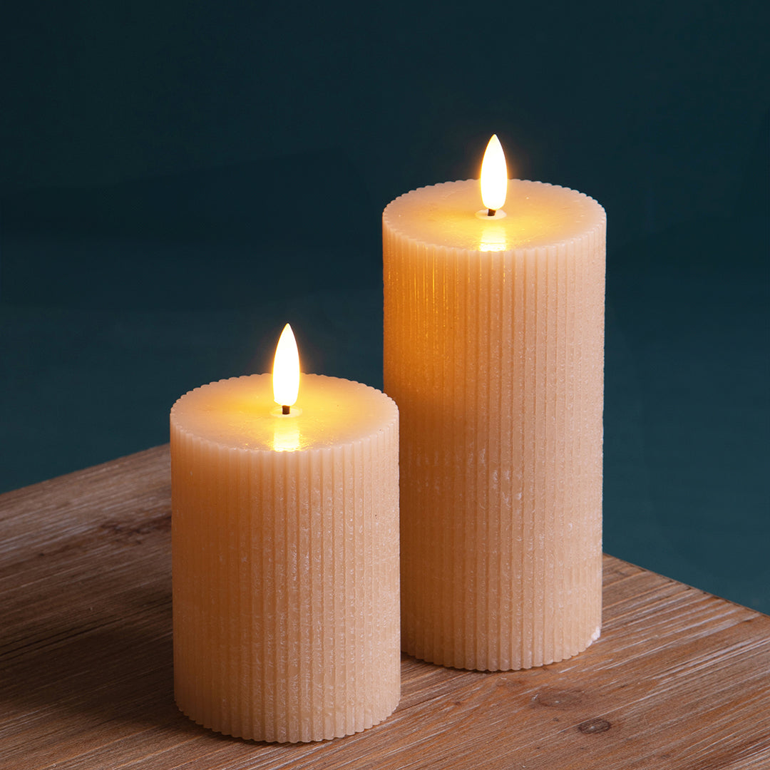 2 Pezzi • Candela Cera con Led Fiamma • 15 cm