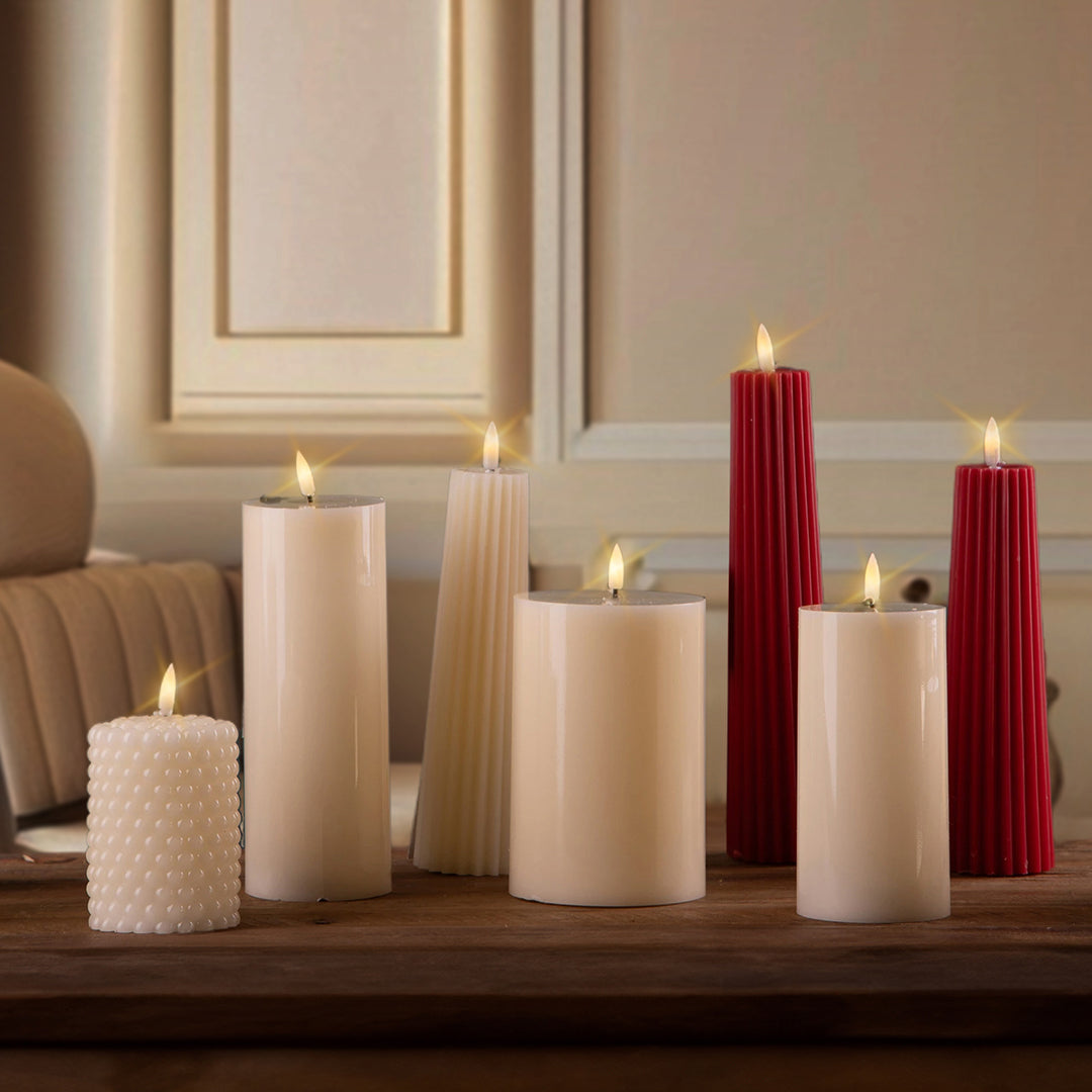 3 Pezzi • Candela con cera fiamma led • 15 cm