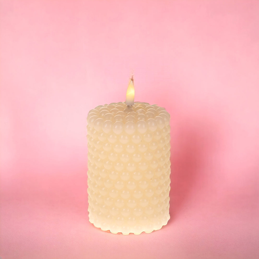 3 Pezzi • Candela con cera fiamma led • 10 cm