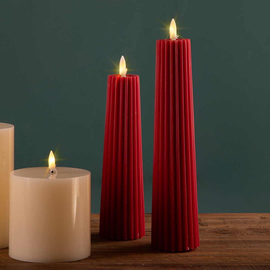 2 Pezzi • Candela con cera fiamma led • 26 cm