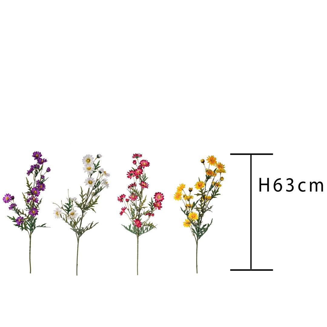 4 Pezzi • Mazzetto san carlino con 18 fiori artificiale • 63 cm