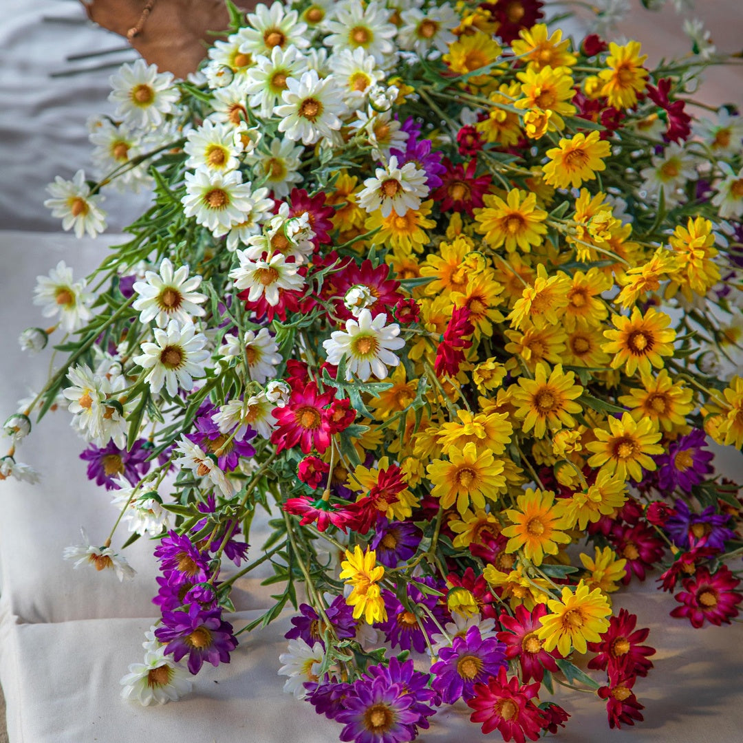 4 Pezzi • Mazzetto san carlino con 18 fiori artificiale • 63 cm