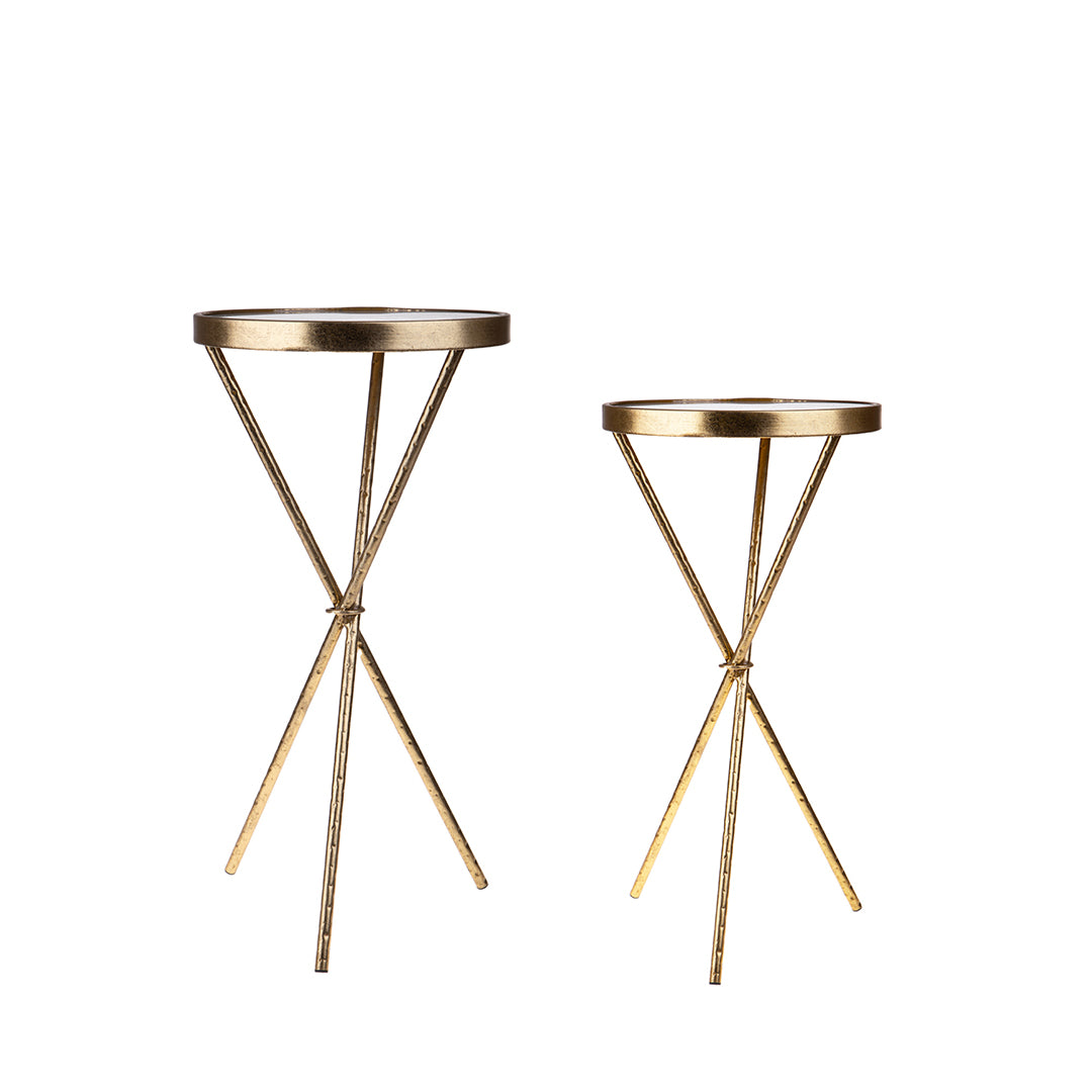 Serie 2 tavolini rotondi specchio • 71 cm