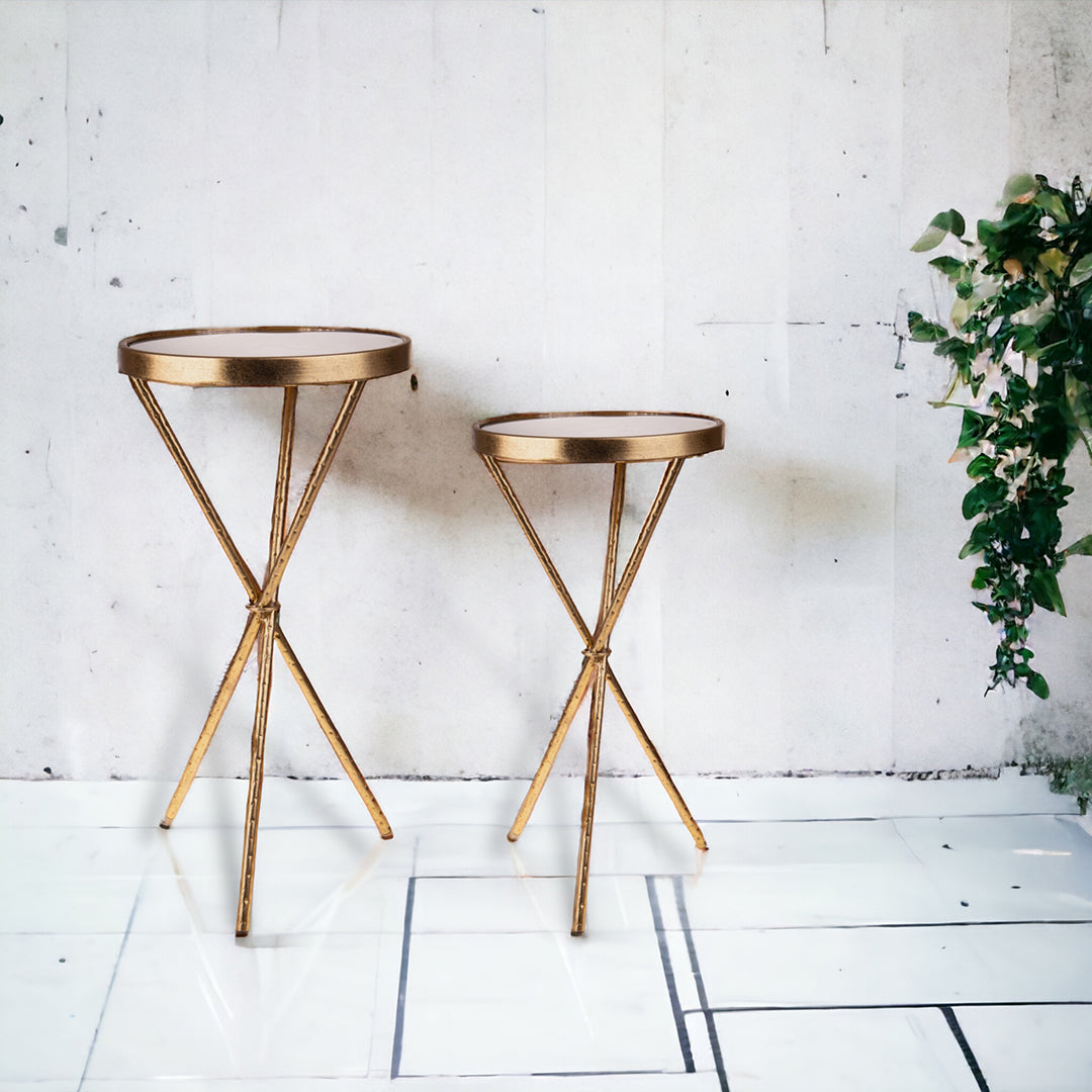 Serie 2 tavolini rotondi specchio • 71 cm