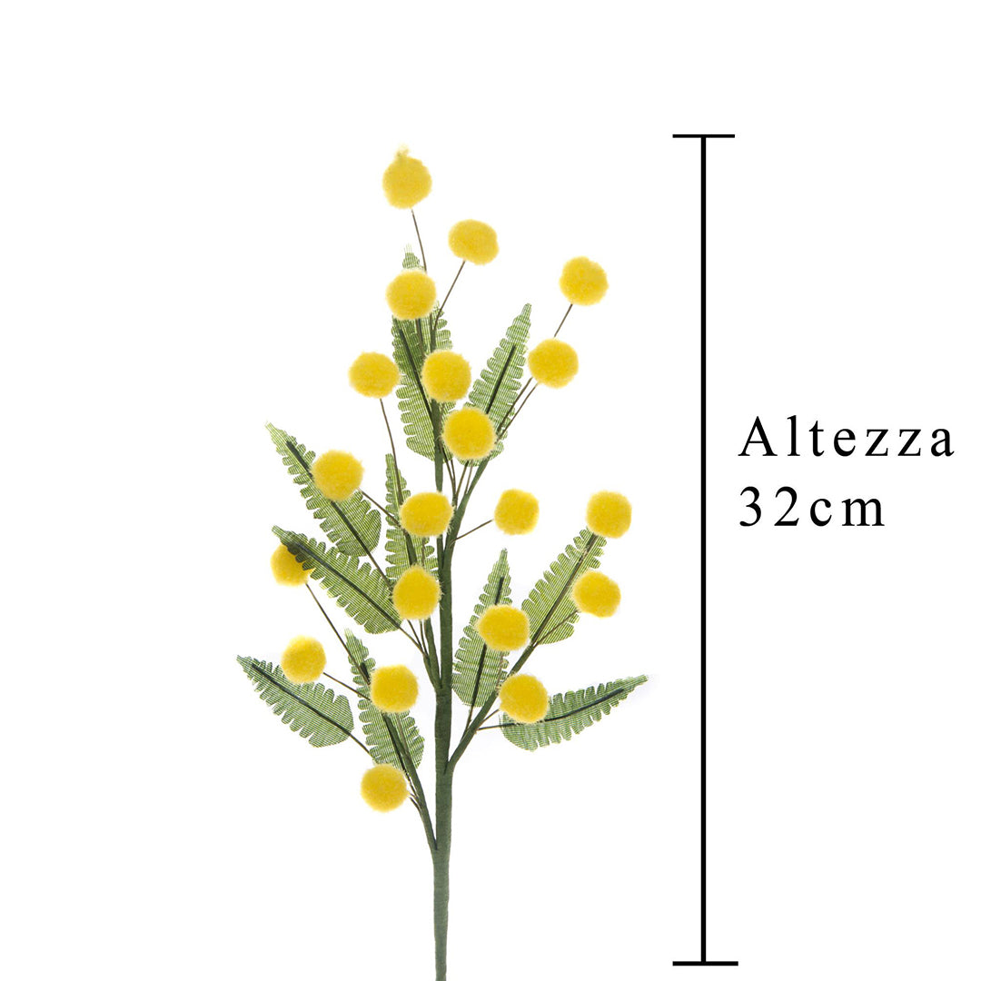 12 Pezzi • Tralcetto di mimosa artificiale • 31,5 cm