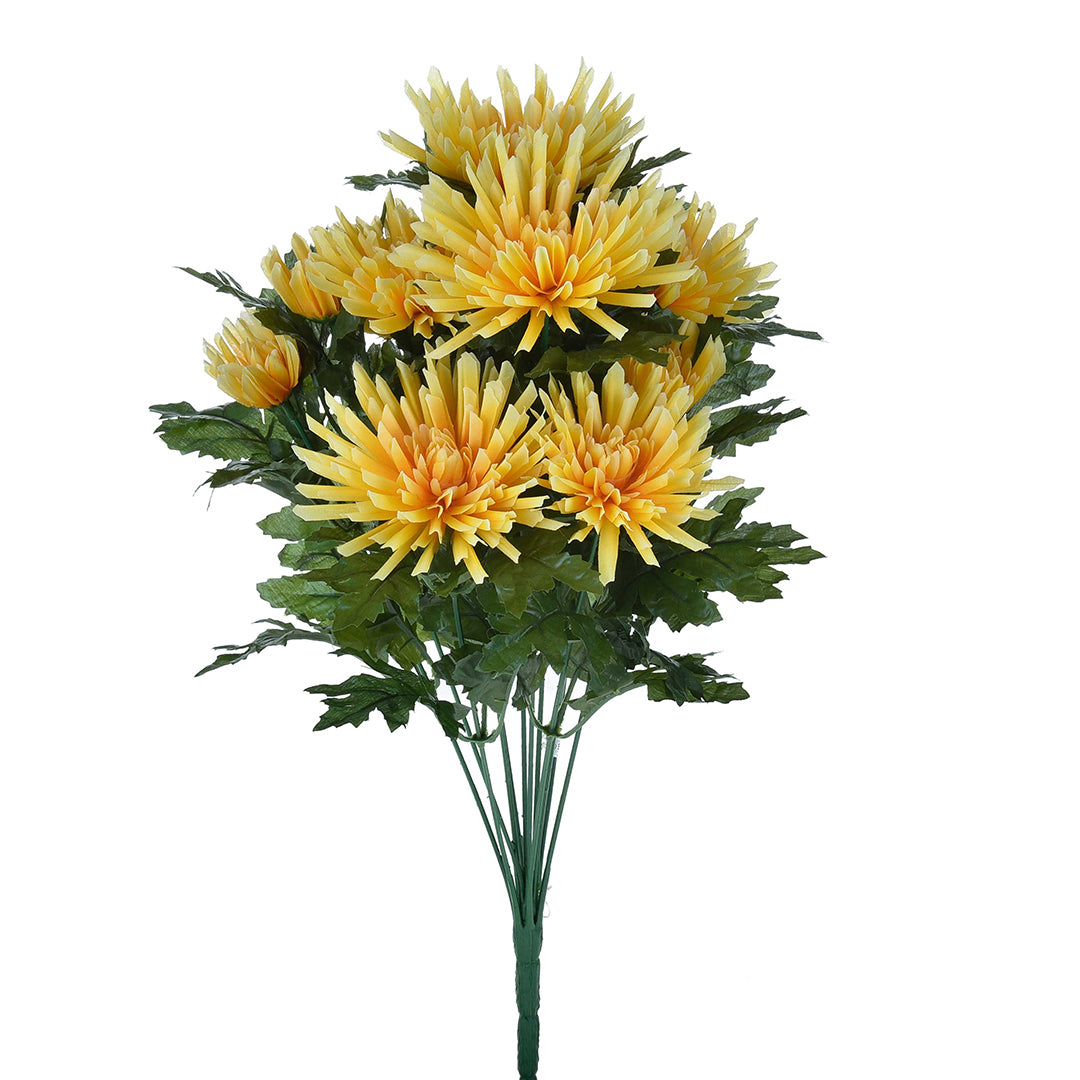 2 Pezzi • Fiore Crisantemo artificiale fuji spider 12 fiori • 52 cm
