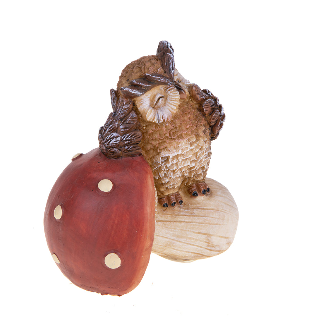 2 Pezzi • Gufo su Fungo • 13,5 cm