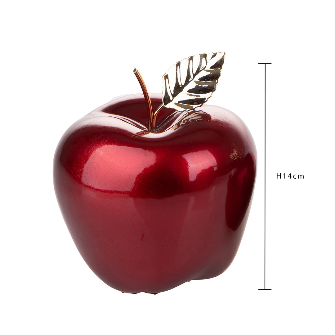 2 Pezzi • Mela con foglia d'oro piccola • 14 cm
