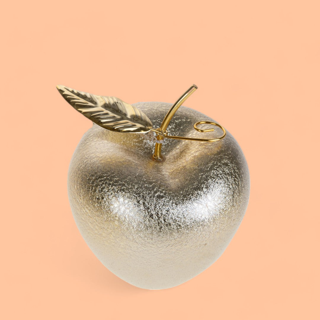 2 Pezzi •  Mela Oro con Foglia  • 14 cm