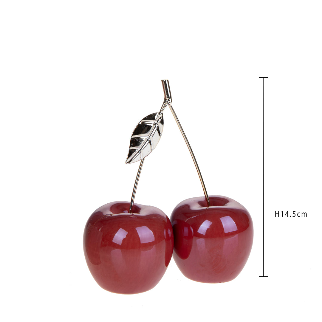 Coppia ciliegie con foglia • H 14,5 cm