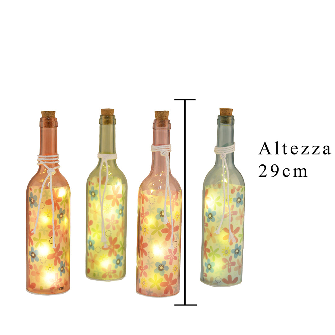 Bottiglia con luci a forma di cuori • 29 cm