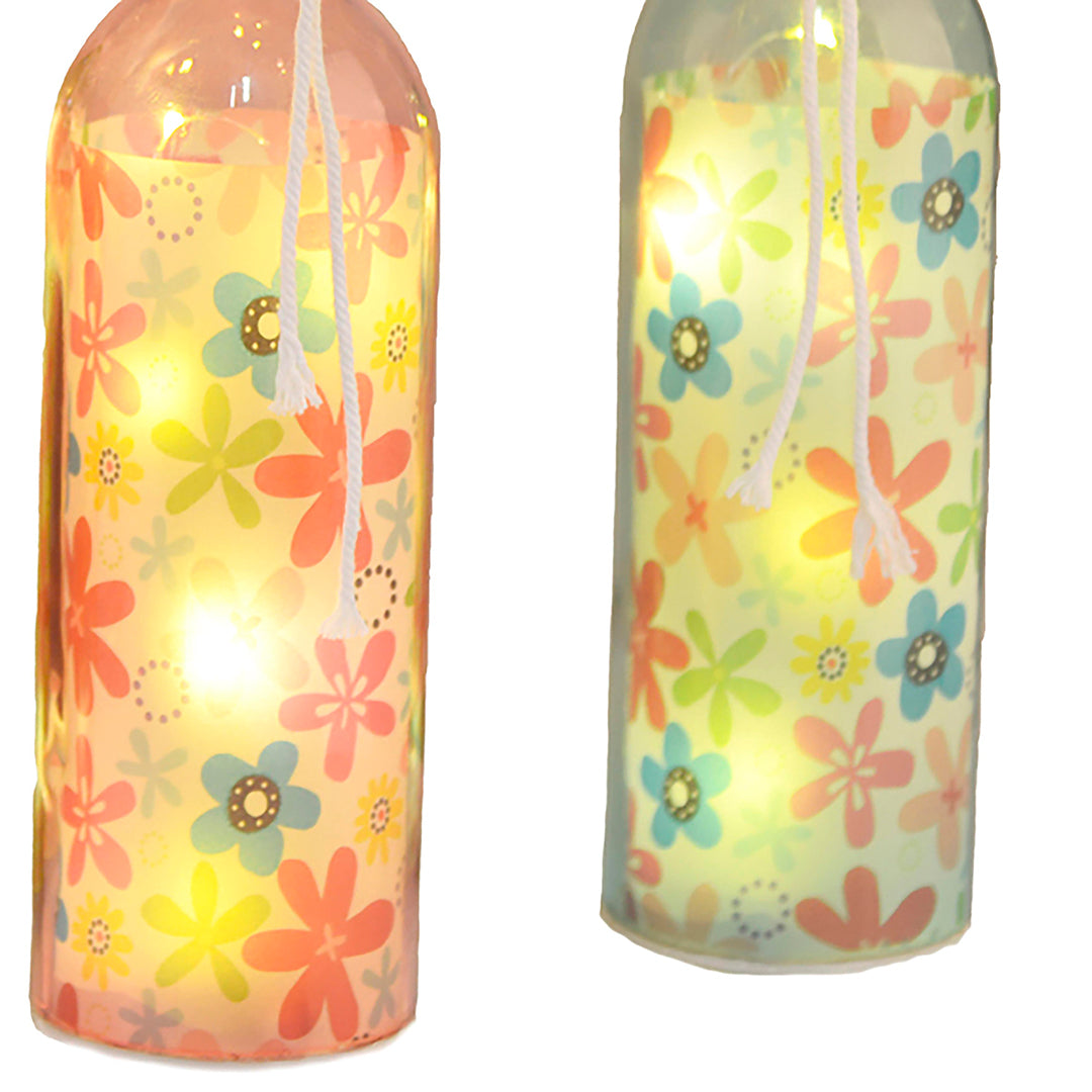 Bottiglia con luci a forma di cuori • 29 cm