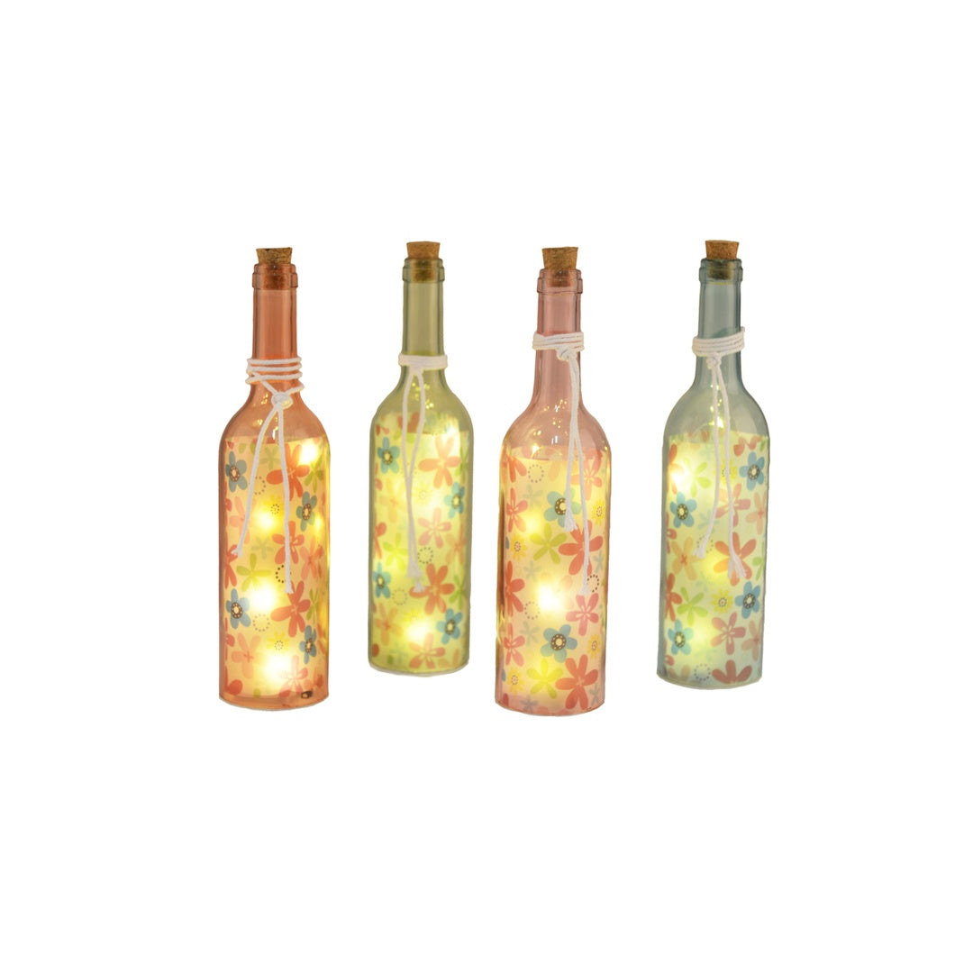 Bottiglia con luci a forma di cuori • 29 cm