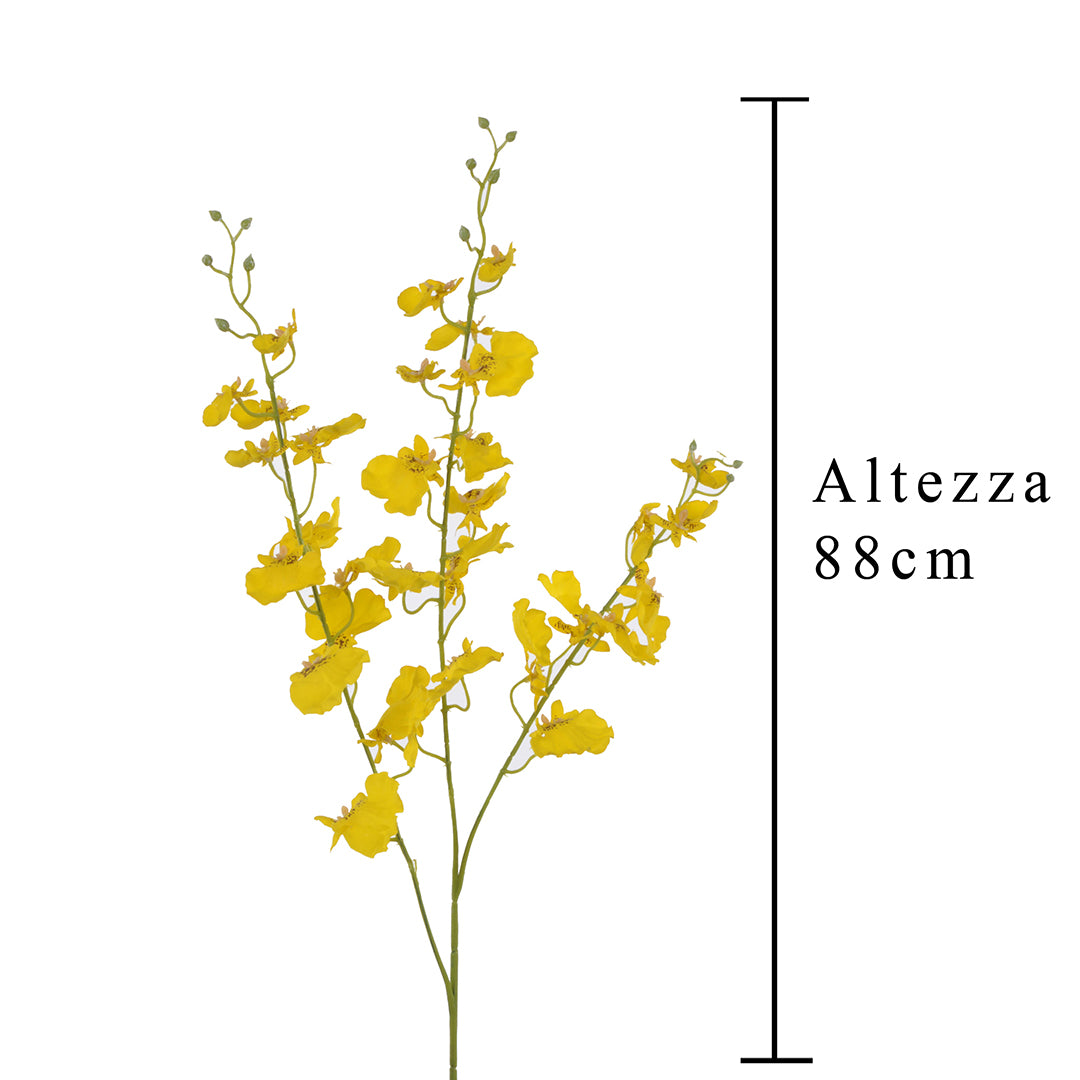 2 Pezzi • Orchidea dancing 3 fiori artificiale • 88 cm