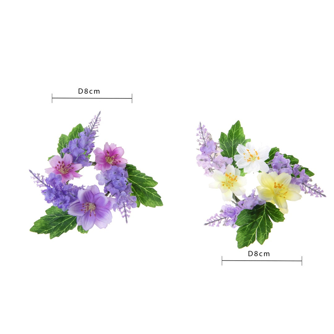 6 Pezzi • Giro candela con lavanda e dalie • 8 cm