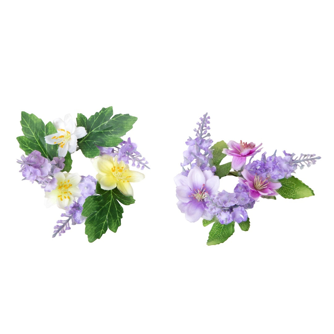 6 Pezzi • Giro candela con lavanda e dalie • 8 cm