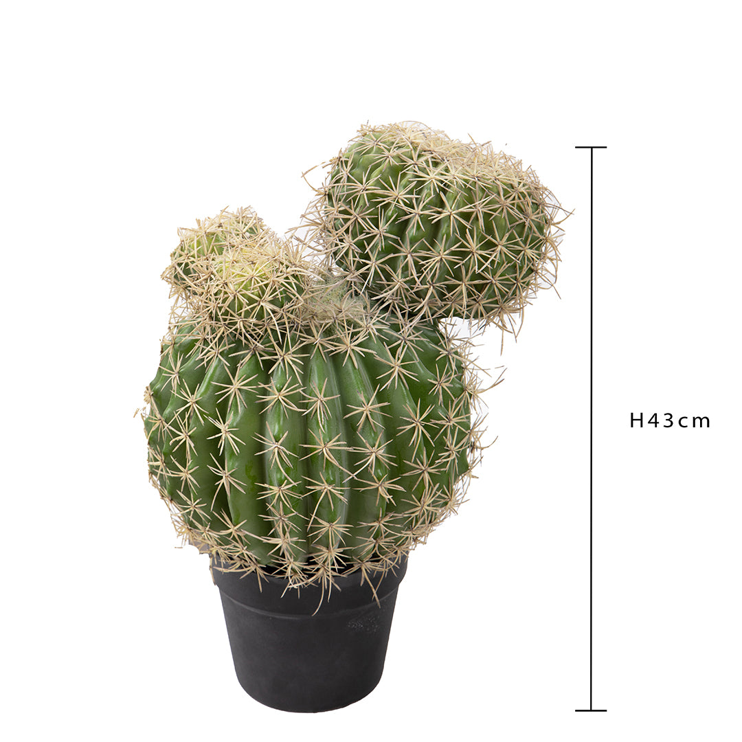 Verde artificiale Echinocactus per 3 rami • 43 cm