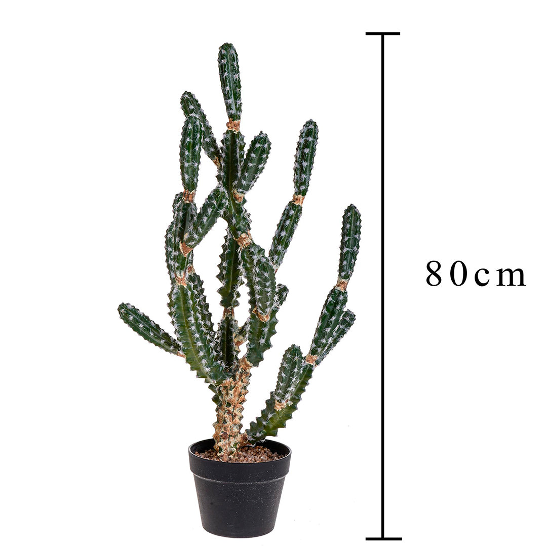 Cactus artificiale euphorbia con vaso • 83 cm