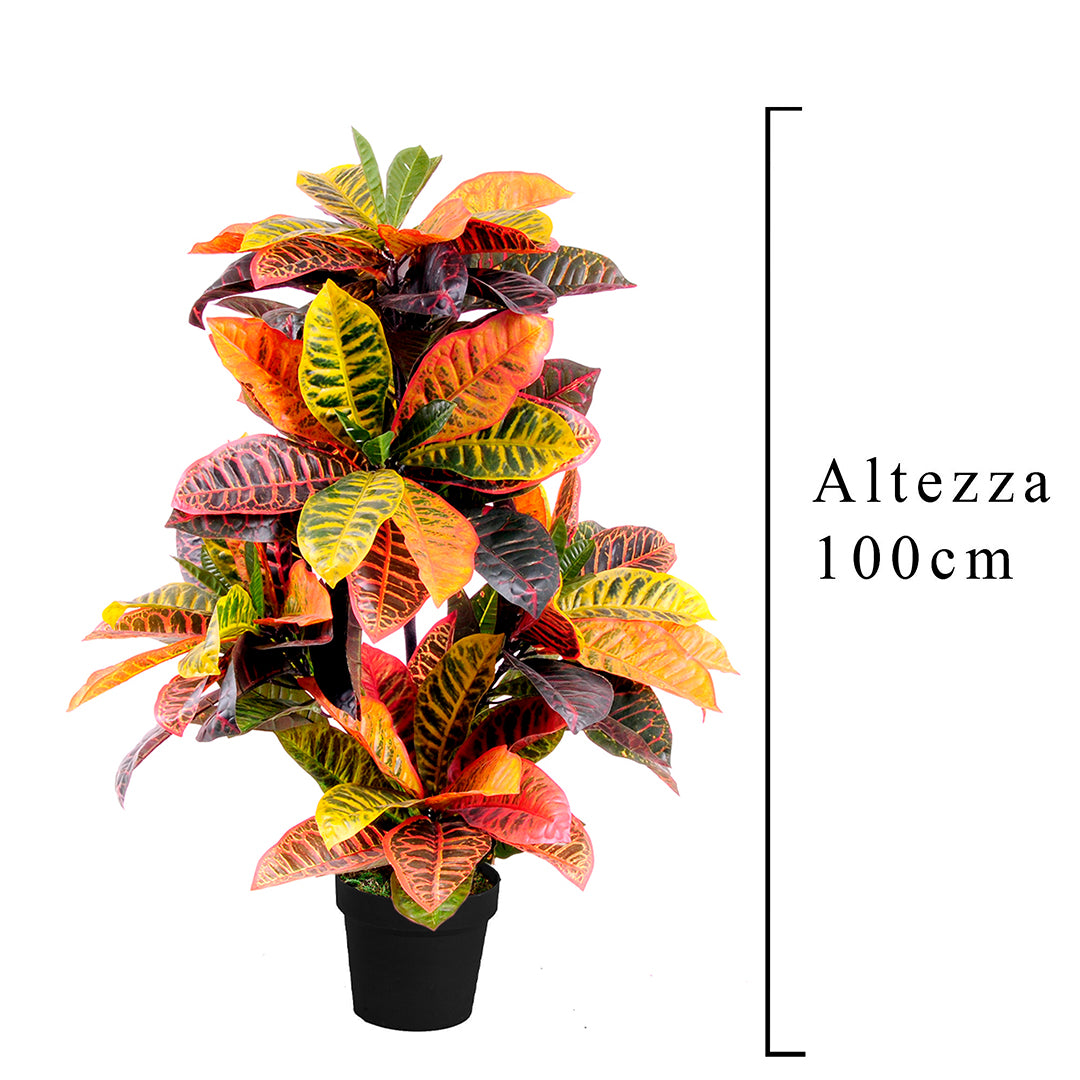 Verde artificiale Croton vaso 136 foglie • 100 cm