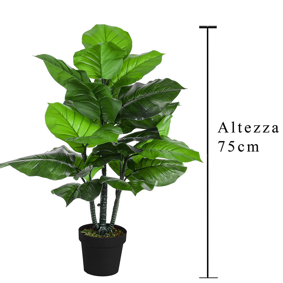 Verde artificiale Pothos in vaso con 22 foglie • 75 cm
