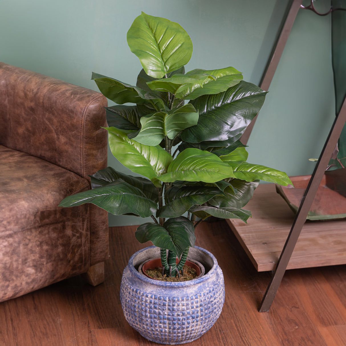 Verde artificiale Pothos in vaso con 22 foglie • 75 cm