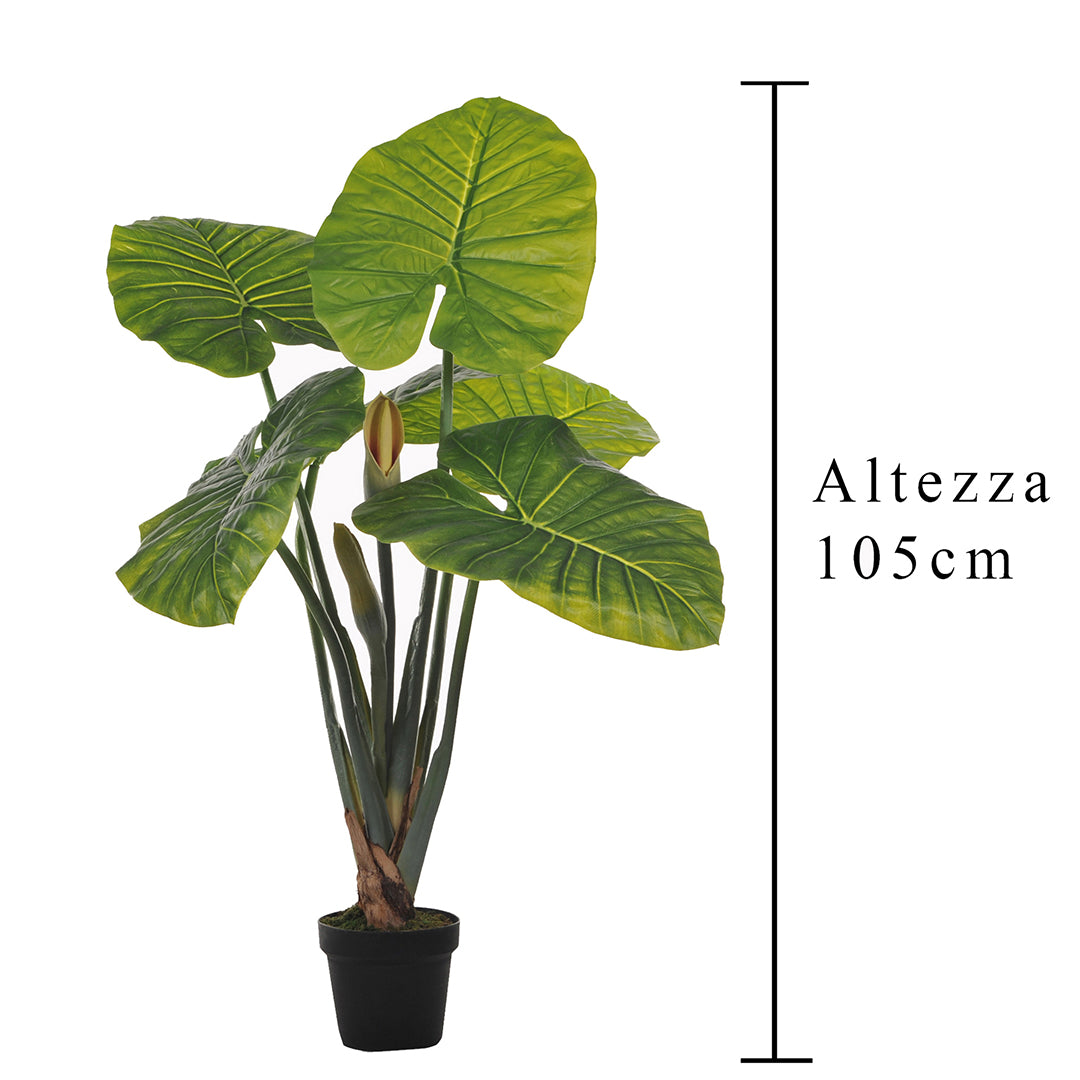 Verde artificiale Taro con vaso • 105 cm