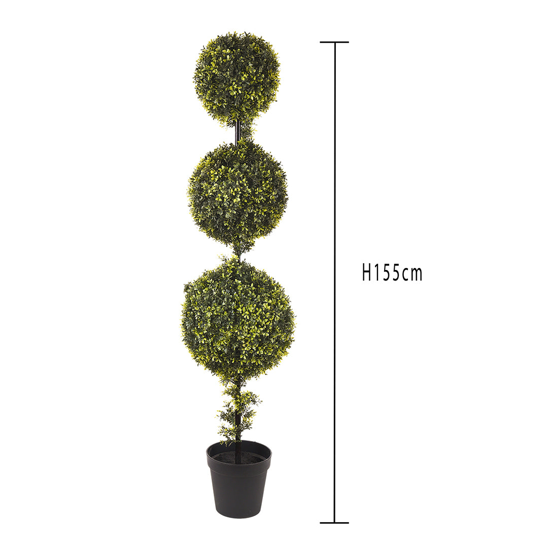 Verde artificiale Bossolo 3 sfere con vaso • 150 cm