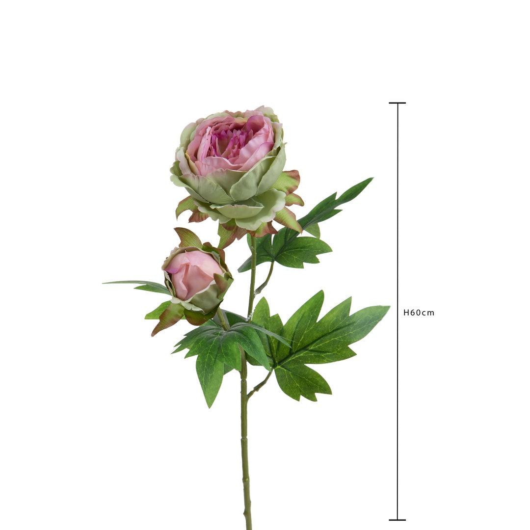 2 Pezzi • Peonia artificiale con 2 fiori • 60 cm