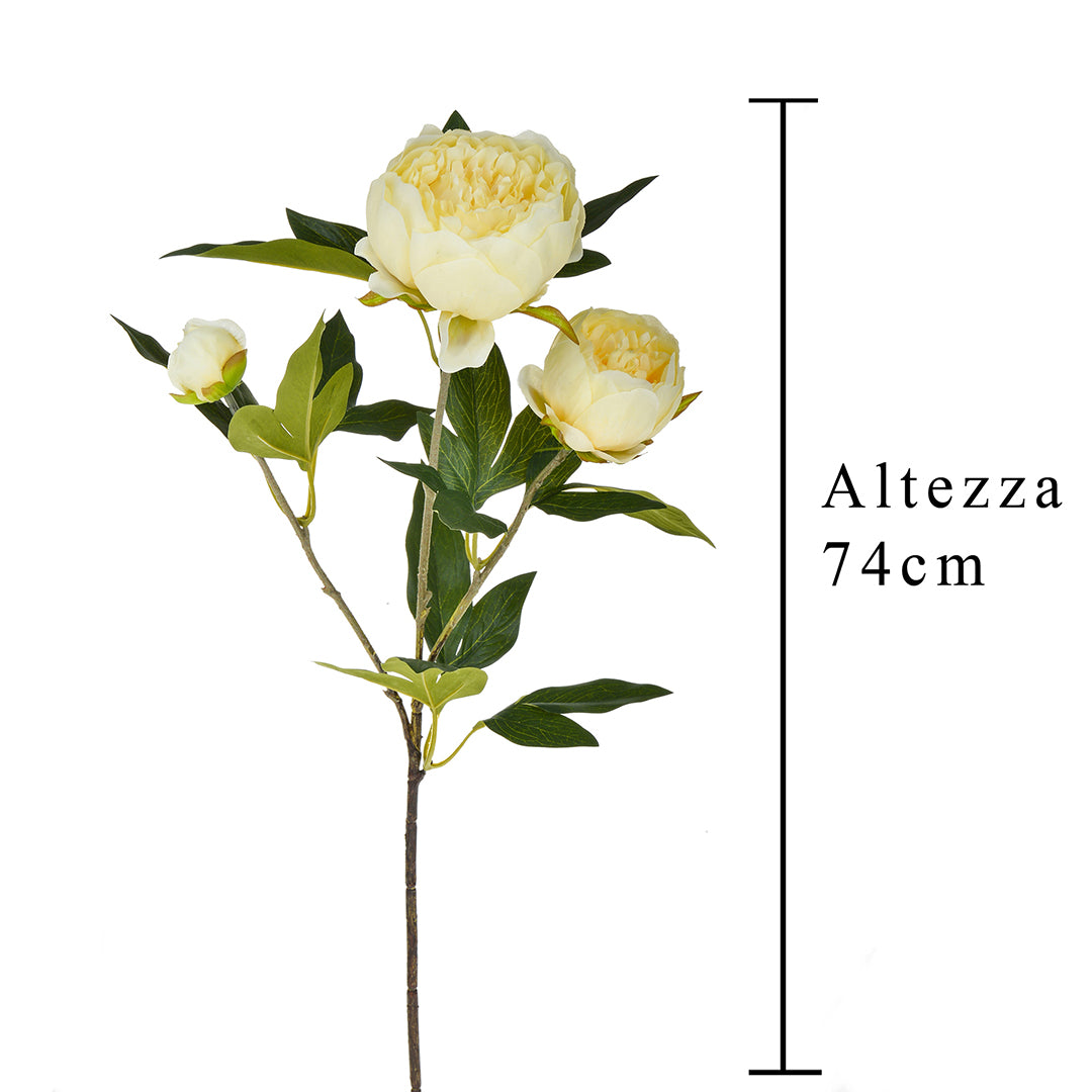 2 Pezzi • Fiore di Peonia artificiale con 3 fiori • 74 cm
