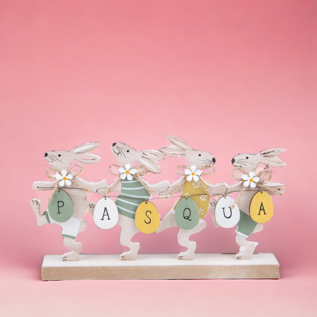 Scritta Pasqua con 4 Conigli • 13 cm