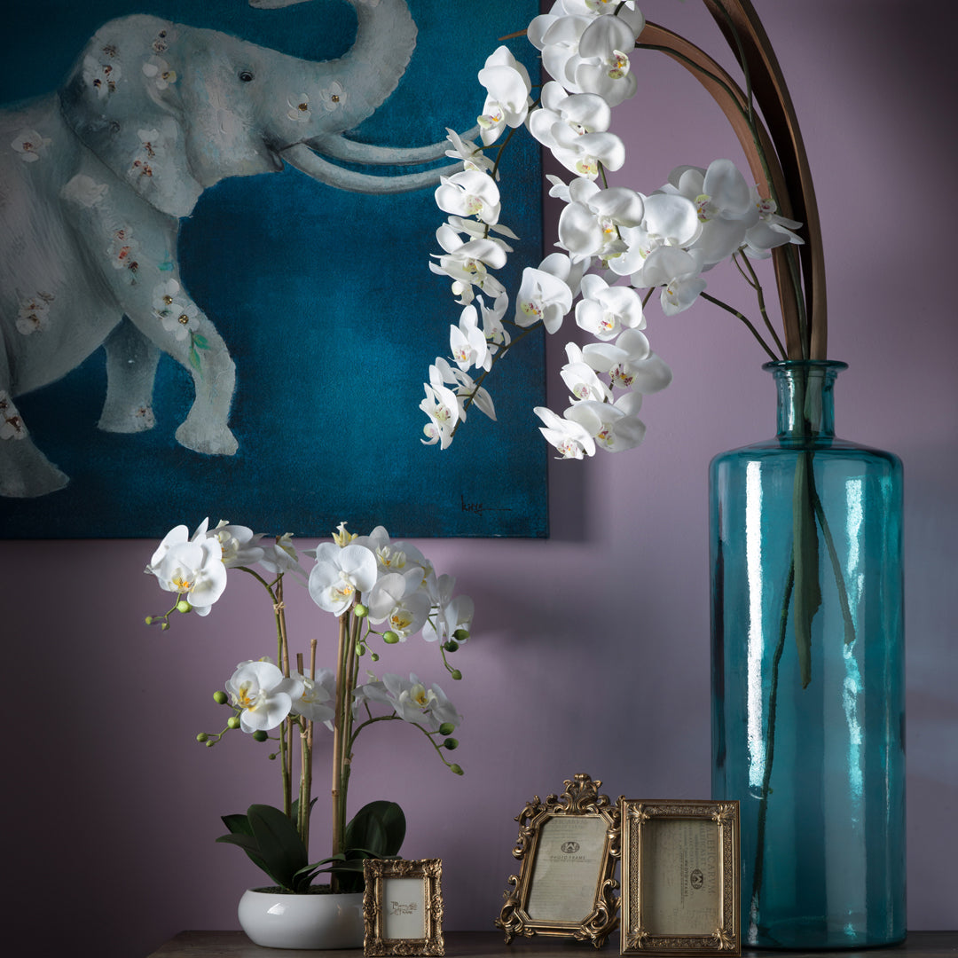 Quadro con elefante e fiori • 120 cm