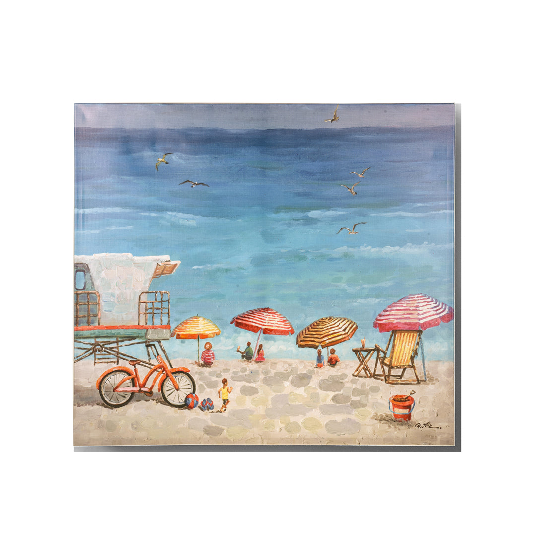 Quadro con spiaggia e ombrelloni • 100 cm