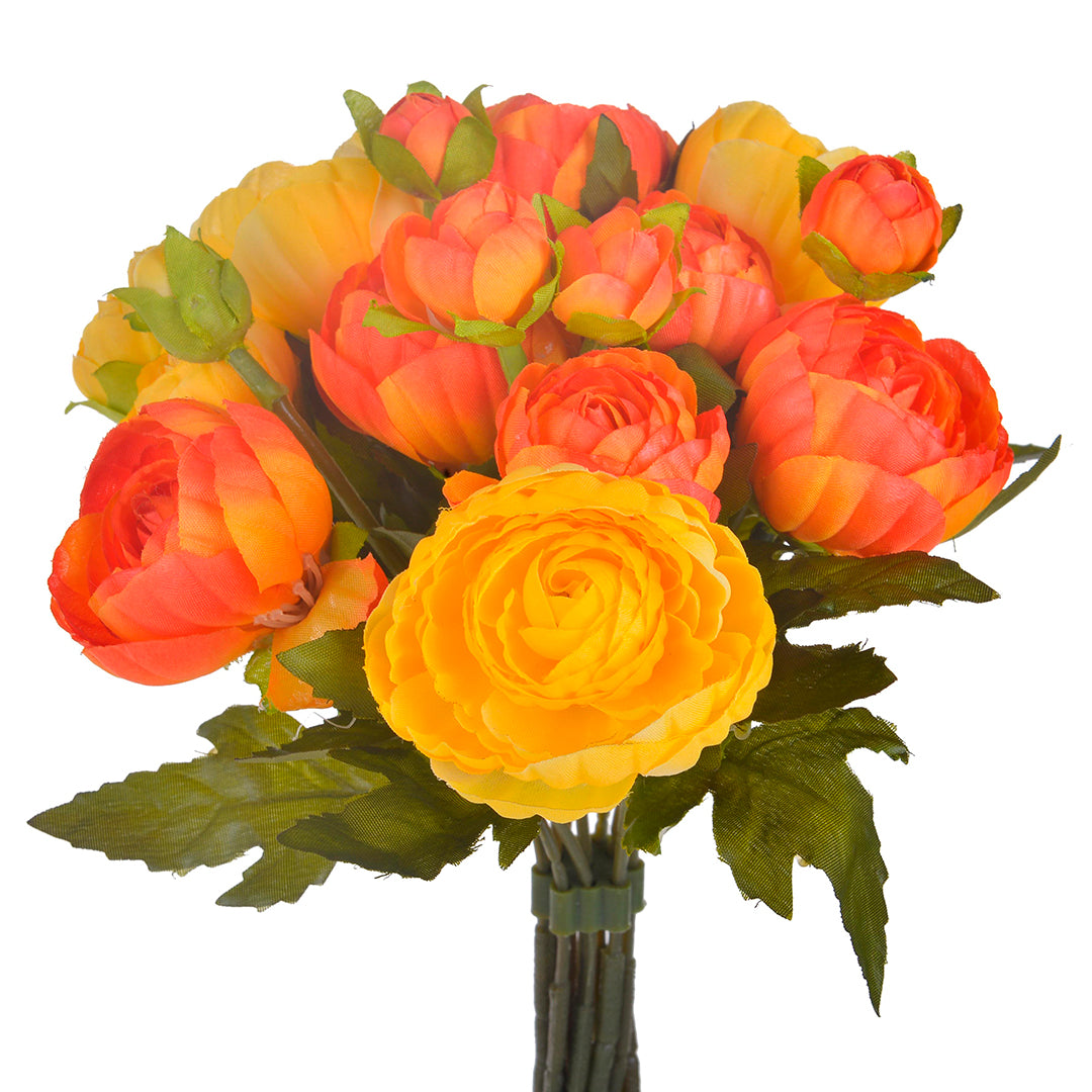 2 Pezzi • Bouquet ranuncoli artificiali con 12 fiori • 25 cm