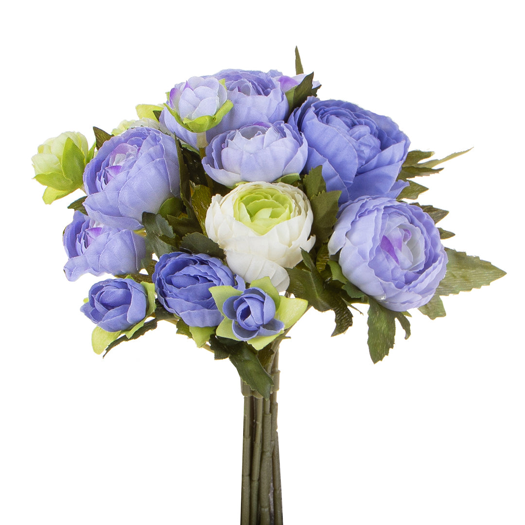 2 Pezzi • Bouquet ranuncoli artificiali con 12 fiori • 25 cm